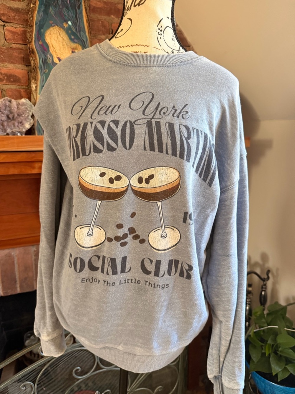 Goodie Two Sleeves Espresso Martini Social Club Sweatshirt Gray Small
